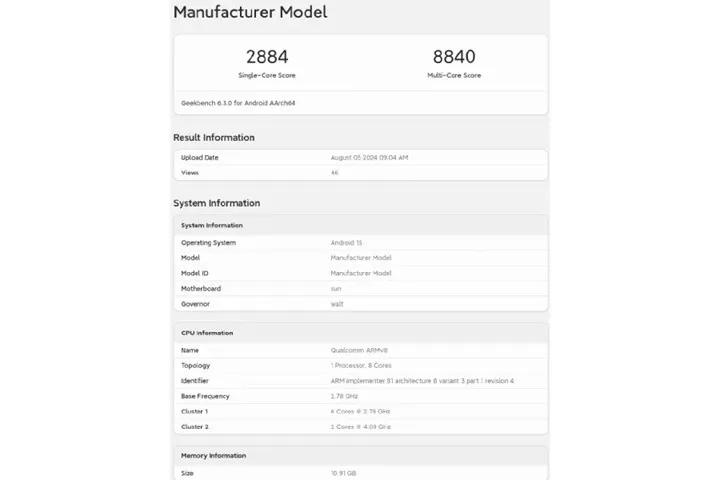 8 Gen 4 Geekbench