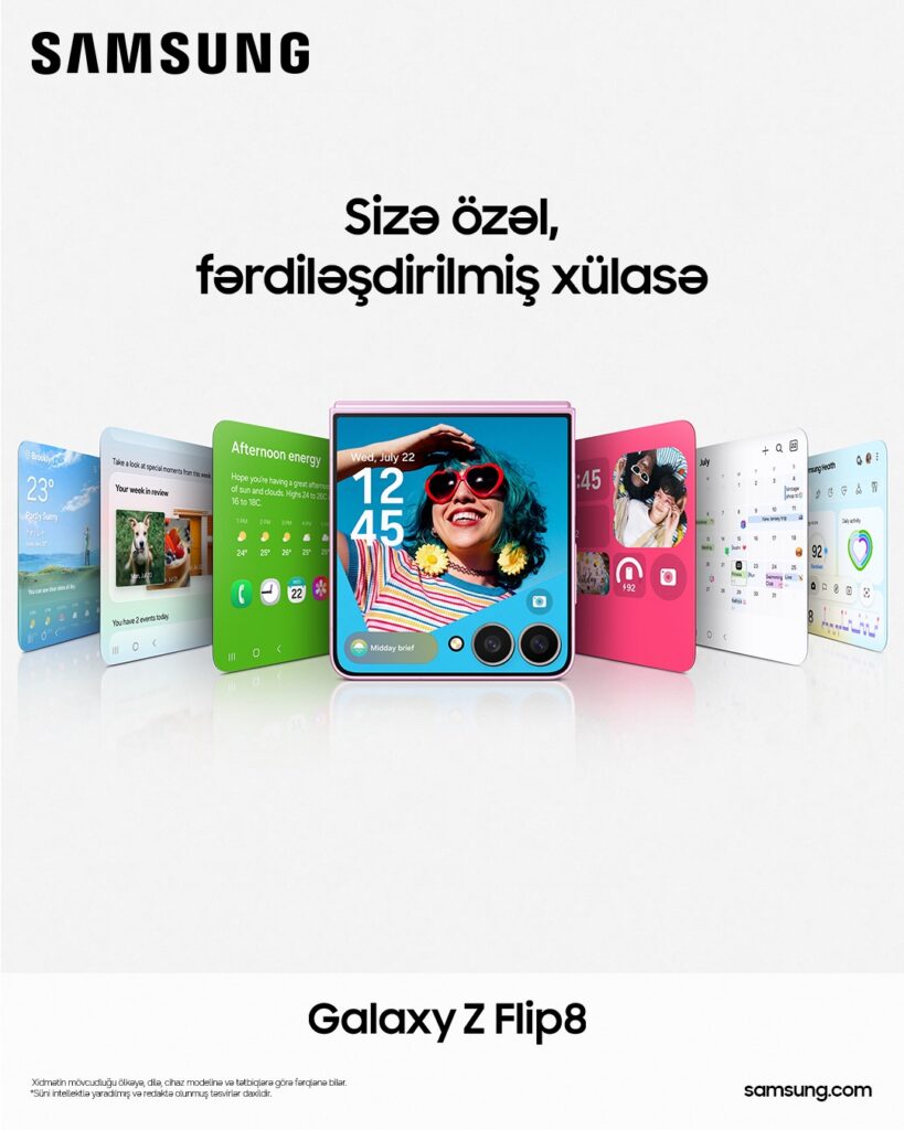 Galaxy Z Flip8 FlexWindow ekranında Now Brief fərdiləşdirilmiş xülasə